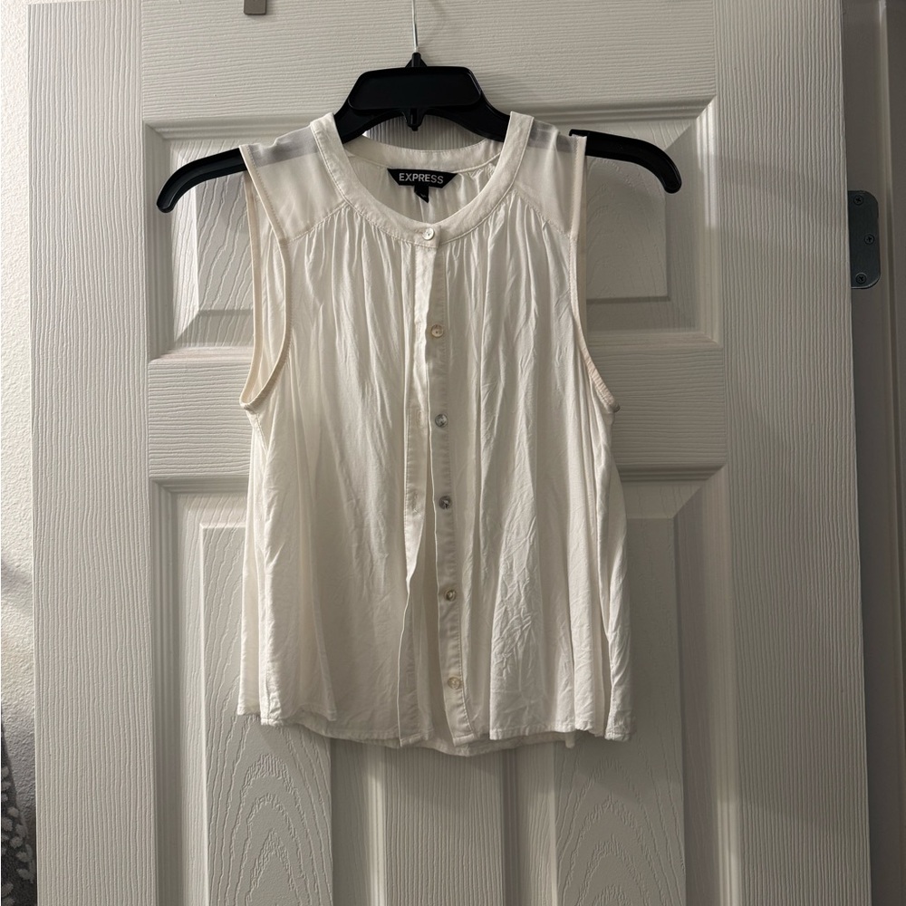 Express Women's Cream Sleeveless Top